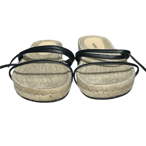 ALOHAS Rayna Sandals Espadrilles Black Leather Wraparound Straps Size 9 / 40