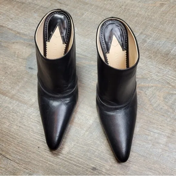 Altuzarra solid black leather Davidson heeled mules