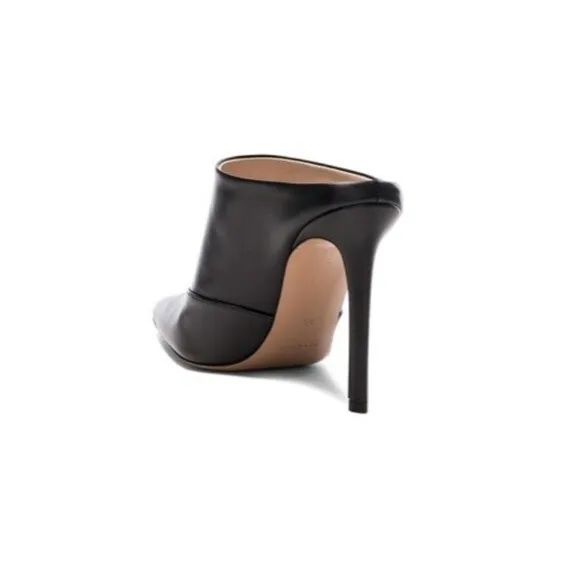 Altuzarra solid black leather Davidson heeled mules