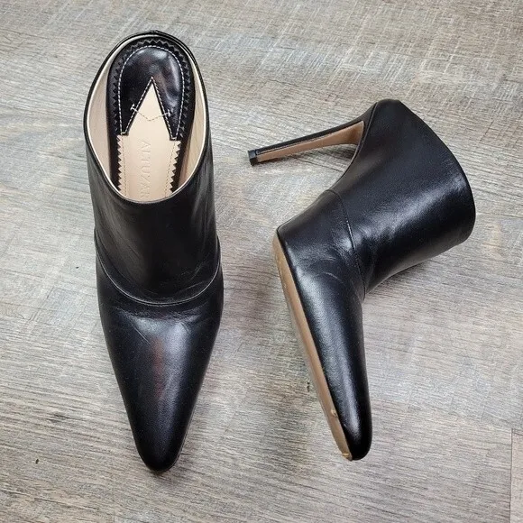 Altuzarra solid black leather Davidson heeled mules