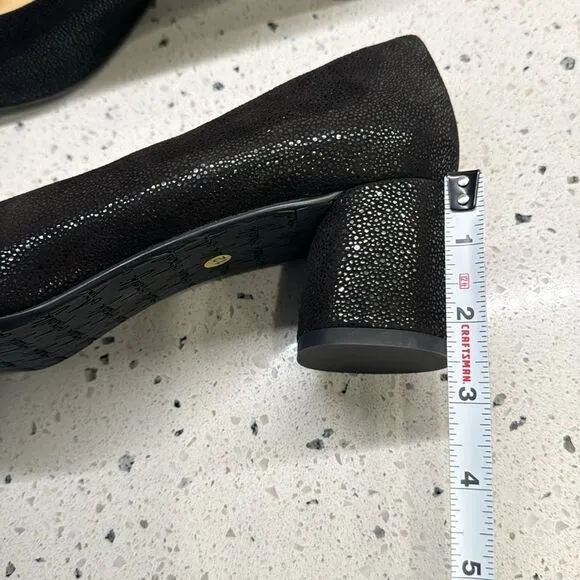 Amalfi by Rangoni Firenzie Black Leather Block Heel Pumps Made in Italy Size 12M