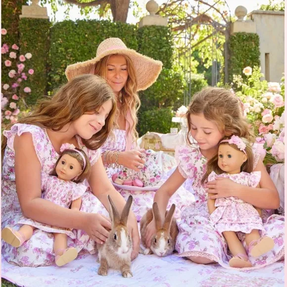 American Girl Pink Floral Kids Dress Set