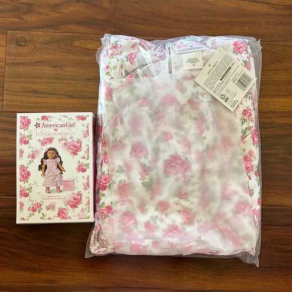 American Girl Pink Floral Kids Dress Set