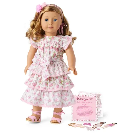 American Girl Pink Floral Kids Dress Set