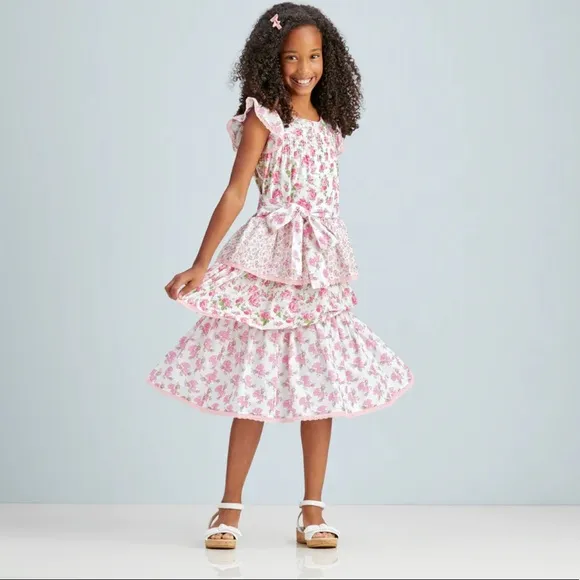 American Girl Pink Floral Kids Dress Set