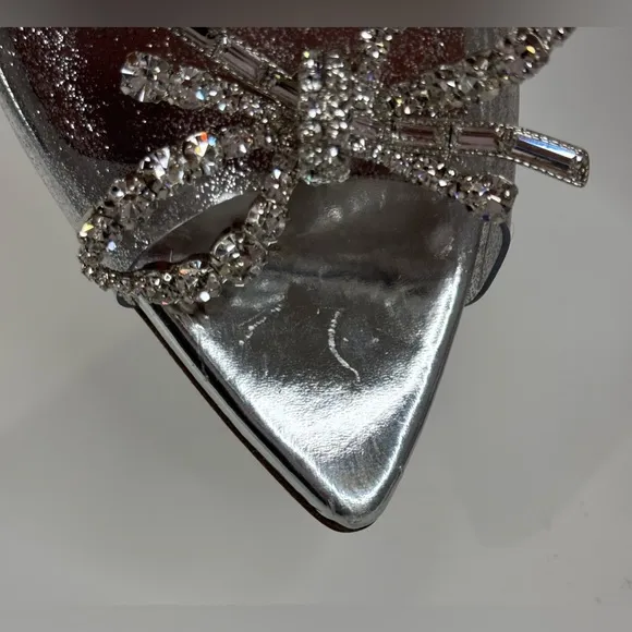 Amina Muaddi Rosie Glass-Effect With Crystal Embellishment Heeled Sandals * Read