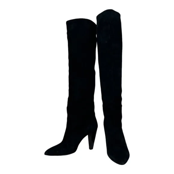 &amp; Other Stories black suede tall heel pull on boots size 9