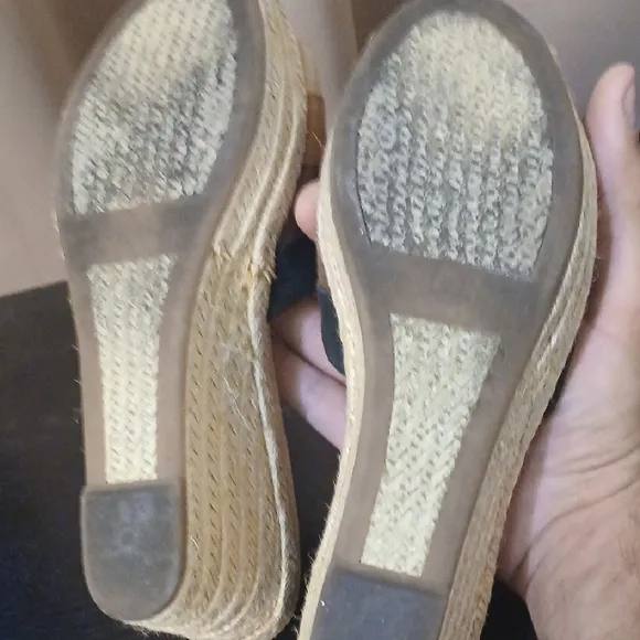 &quot;Open to Offers&quot; Ralph Lauren Black and Brown Wedge Sandals with Espadrille Heel