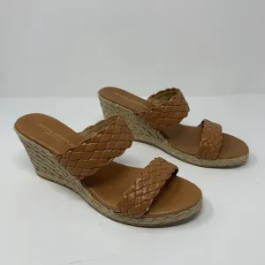 André Assous Aria Espadrille Wedge Sandals Women's 8.5‎ Brown Woven Leather 0443