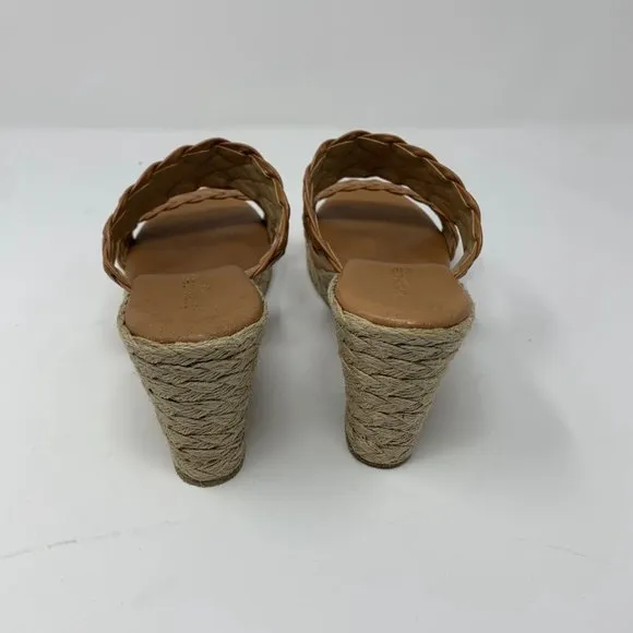 André Assous Aria Espadrille Wedge Sandals Women's 8.5‎ Brown Woven Leather 0443