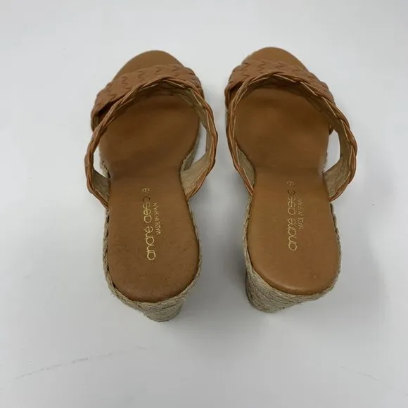 André Assous Aria Espadrille Wedge Sandals Women's 8.5‎ Brown Woven Leather 0443
