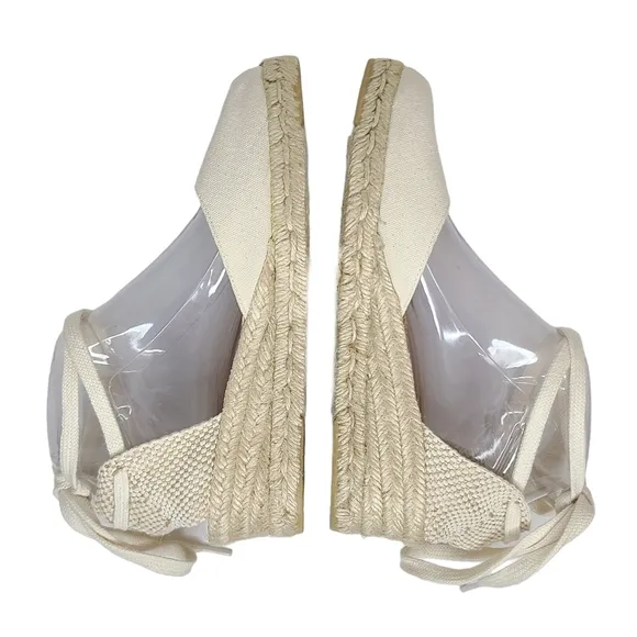 Andre Assous Peep Toe Lace Up Espadrille Wedge Sandals Size 8.5 NWOB
