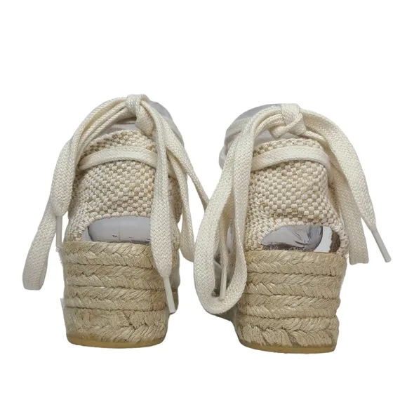 Andre Assous Peep Toe Lace Up Espadrille Wedge Sandals Size 8.5 NWOB