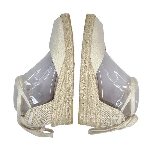 Andre Assous Peep Toe Lace Up Espadrille Wedge Sandals Size 8.5 NWOB