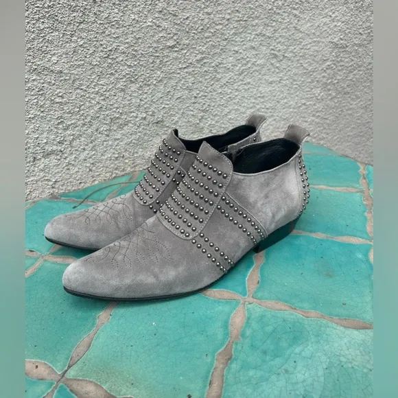 Anine Bing Grey Suede Charlie Boots