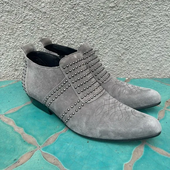 Anine Bing Grey Suede Charlie Boots