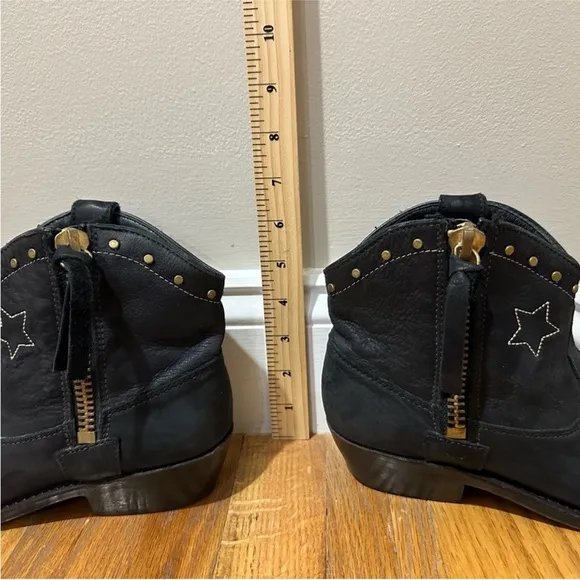 Anine Bing Size 39 8 low cowboy western boots booties black H1
