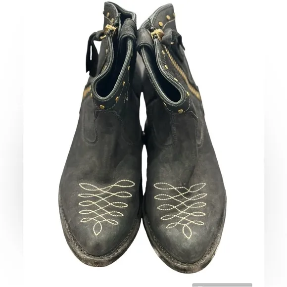 Anine Bing Size 39 8 low cowboy western boots booties black H1