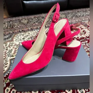 Ann taylor leather block heel sling back shoes, size 7, tts, excellent condition