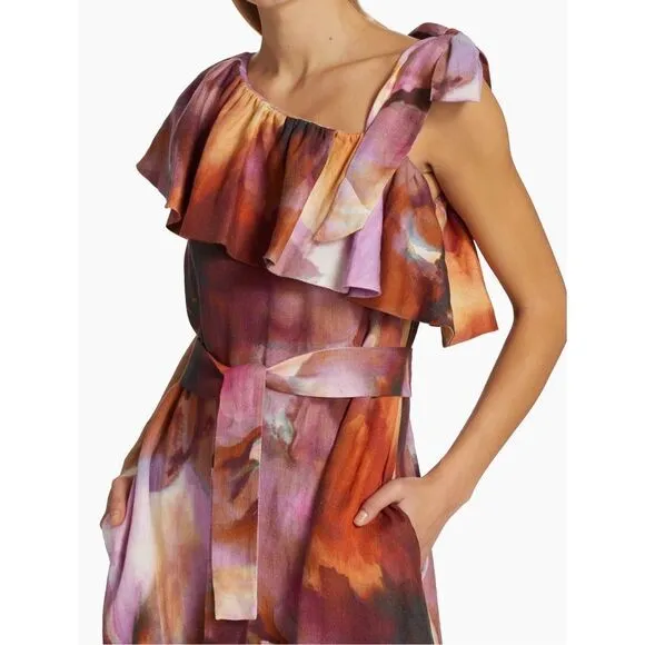 Anna Mason Cirque Painterly Belted Midi-Dress