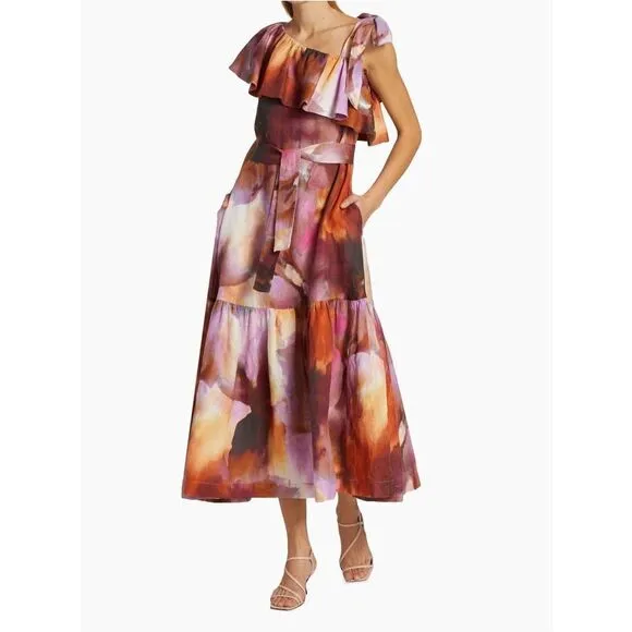 Anna Mason Cirque Painterly Belted Midi-Dress
