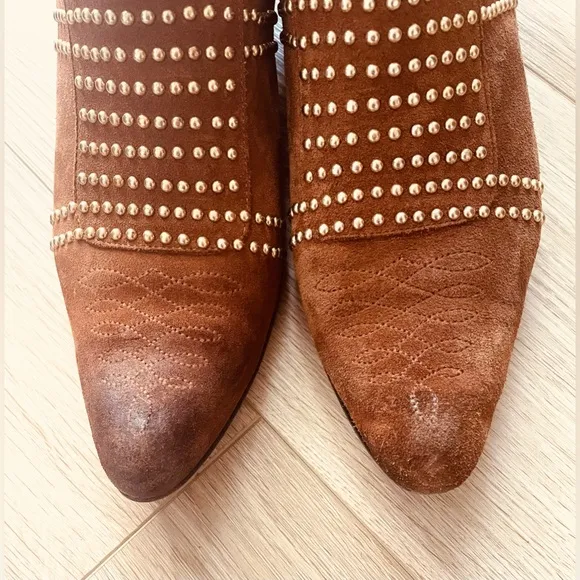 Annie Bing Charlie Studded Western Booties in Camel