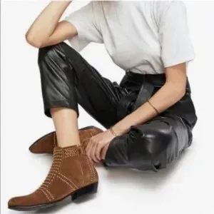 Annie Bing Charlie Studded Western Booties in Camel