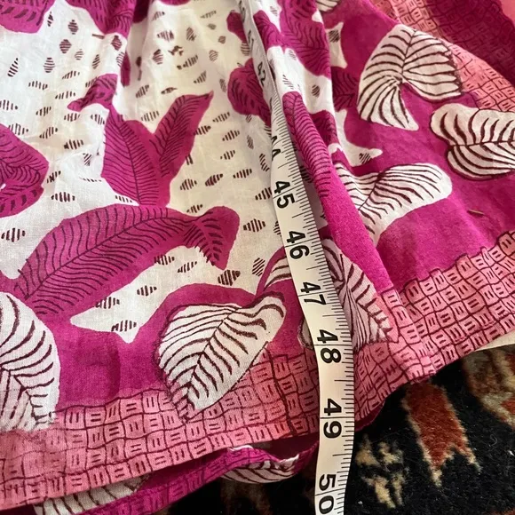 Anthropologie Banjanan pink and white wrap dress maxi cotton tiered ruffle XS