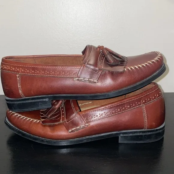Anthropologie Bass Weejuns Brown Leather Tassel Loafers Comfort Shoes Size 9 D