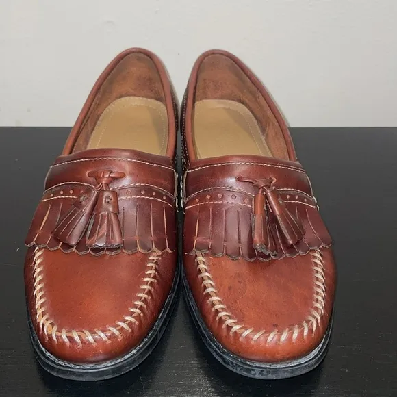 Anthropologie Bass Weejuns Brown Leather Tassel Loafers Comfort Shoes Size 9 D
