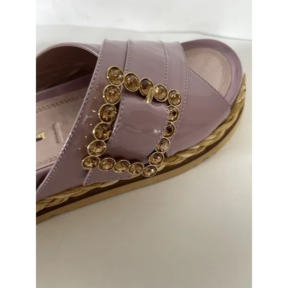 Anthropologie Bruno Premi Cross Strap Platform Buckle Lilac Sandals Sz EU39/US 8