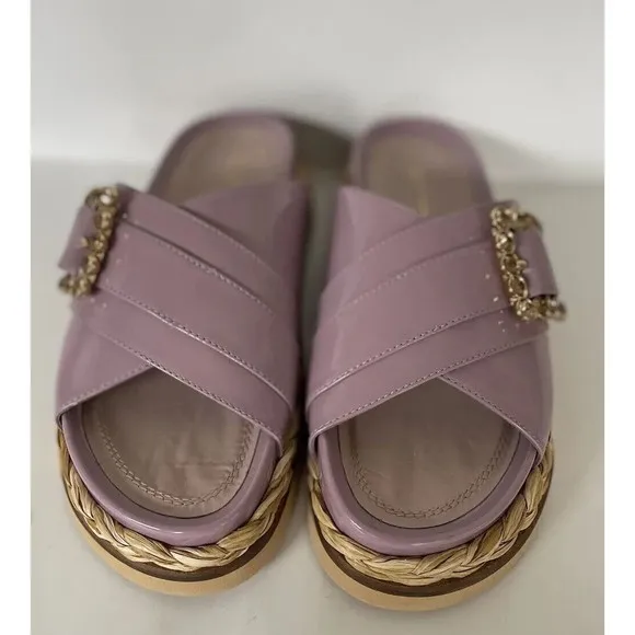 Anthropologie Bruno Premi Cross Strap Platform Buckle Lilac Sandals Sz EU39/US 8
