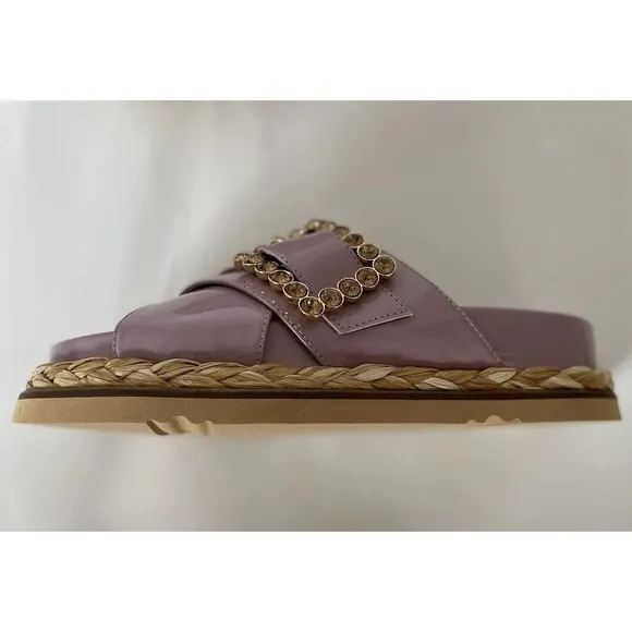 Anthropologie Bruno Premi Cross Strap Platform Buckle Lilac Sandals Sz EU39/US 8