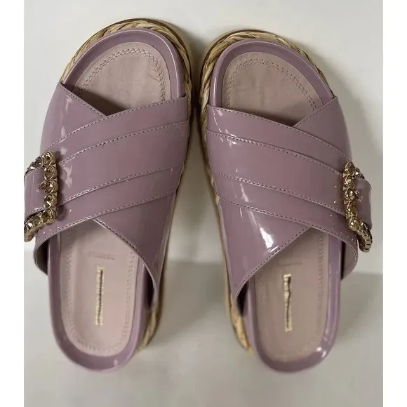 Anthropologie Bruno Premi Cross Strap Platform Buckle Lilac Sandals Sz EU39/US 8