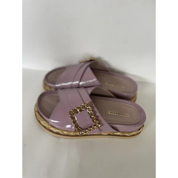 Anthropologie Bruno Premi Cross Strap Platform Buckle Lilac Sandals Sz EU39/US 8