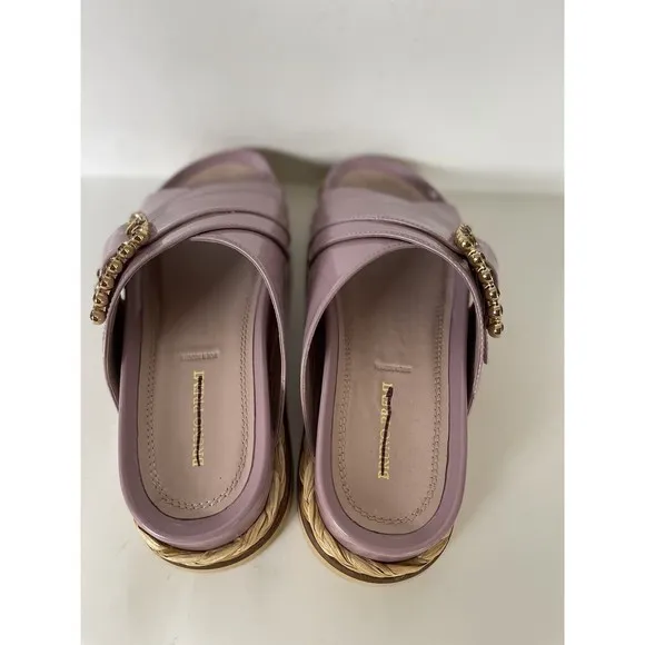 Anthropologie Bruno Premi Cross Strap Platform Buckle Lilac Sandals Sz EU39/US 8