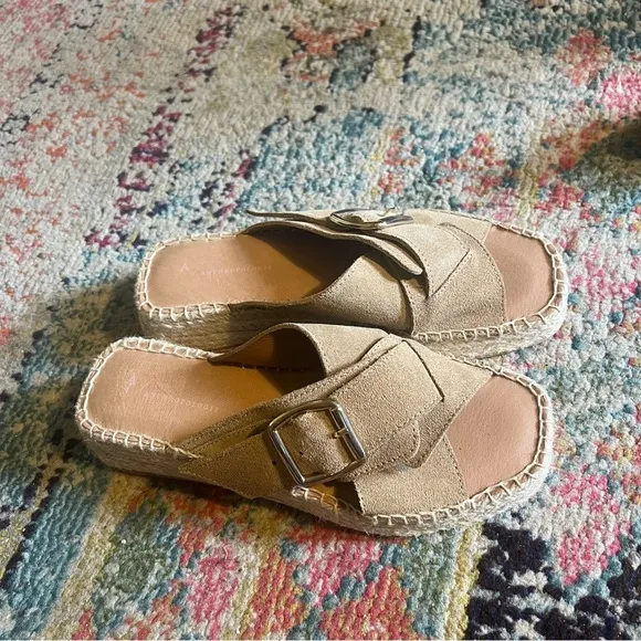 Anthropologie Espadrille Criss-Cross Slide Sandals size 40