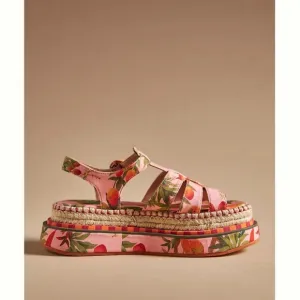 Anthropologie  Farm Rio Mango Trees Espadrille Platform Sandals Size 6