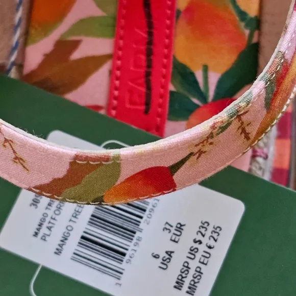 Anthropologie  Farm Rio Mango Trees Espadrille Platform Sandals Size 6