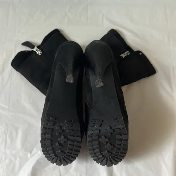 Anthropologie Kelsi Dagger Shaina Black Leather 5” Heel Boots Size 8.5