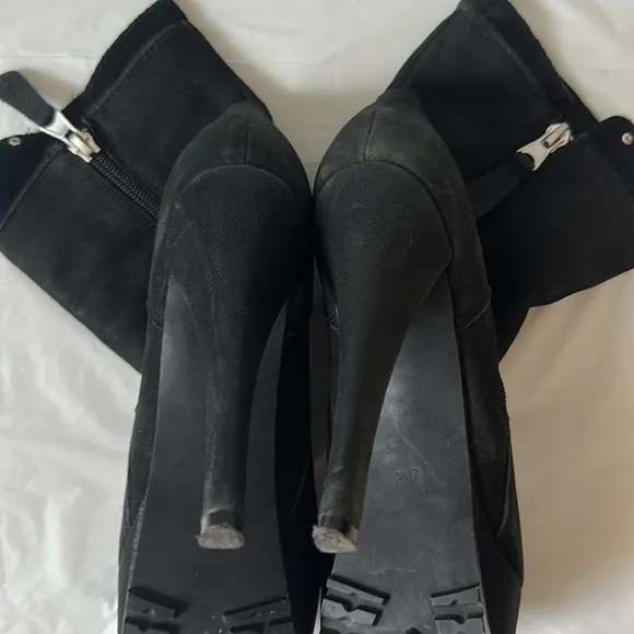 Anthropologie Kelsi Dagger Shaina Black Leather 5” Heel Boots Size 8.5
