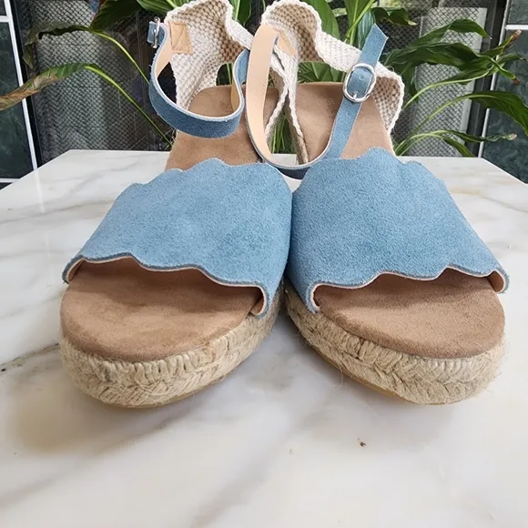 Anthropologie Maypol Suede Ankle Strap Espadrille Wedge Sandals