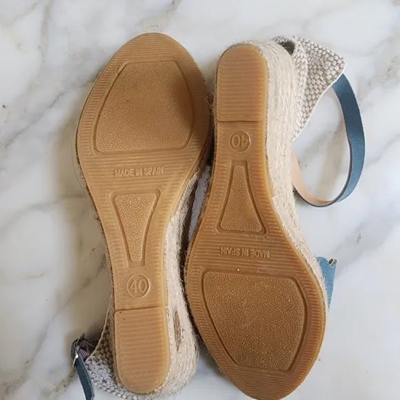 Anthropologie Maypol Suede Ankle Strap Espadrille Wedge Sandals