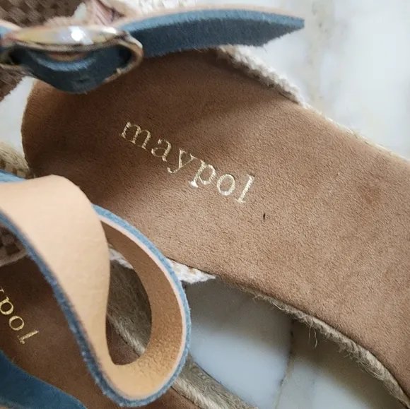 Anthropologie Maypol Suede Ankle Strap Espadrille Wedge Sandals