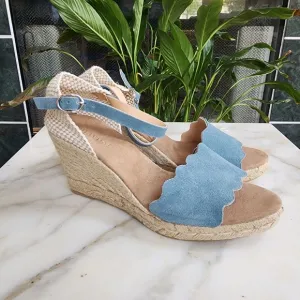 Anthropologie Maypol Suede Ankle Strap Espadrille Wedge Sandals