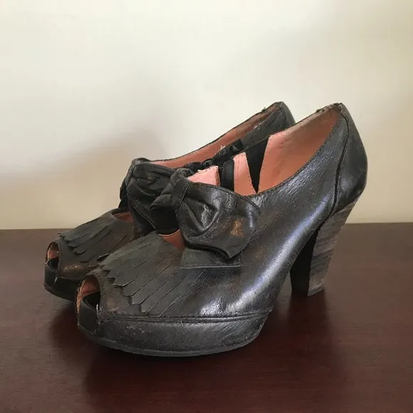 Anthropologie | Miss Albright Black Peep Toe Shoes