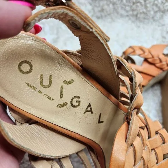 Anthropologie Ouigal Leather Basket Weave Espadrille Platform Sandals sz 37‎