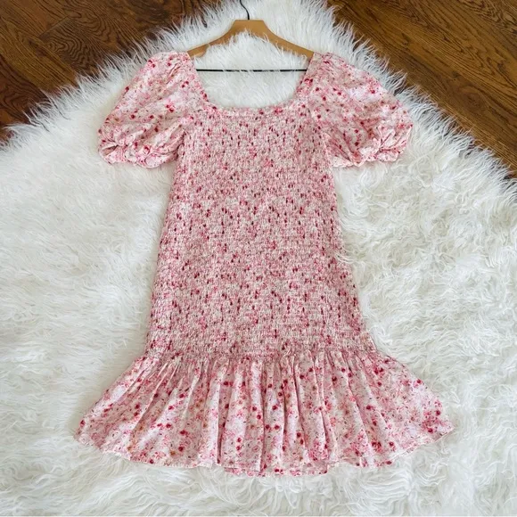 ANTHROPOLOGIE Smocked Floral Mini Dress Another Love Size Petite Medium
