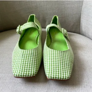Anthropologie x Jeffrey Campbell Square Toe Gingham Maryjane Ballet Flats