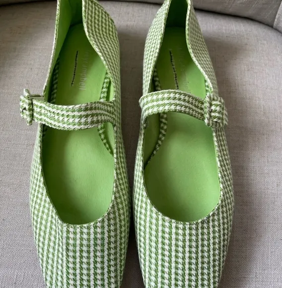 Anthropologie x Jeffrey Campbell Square Toe Gingham Maryjane Ballet Flats